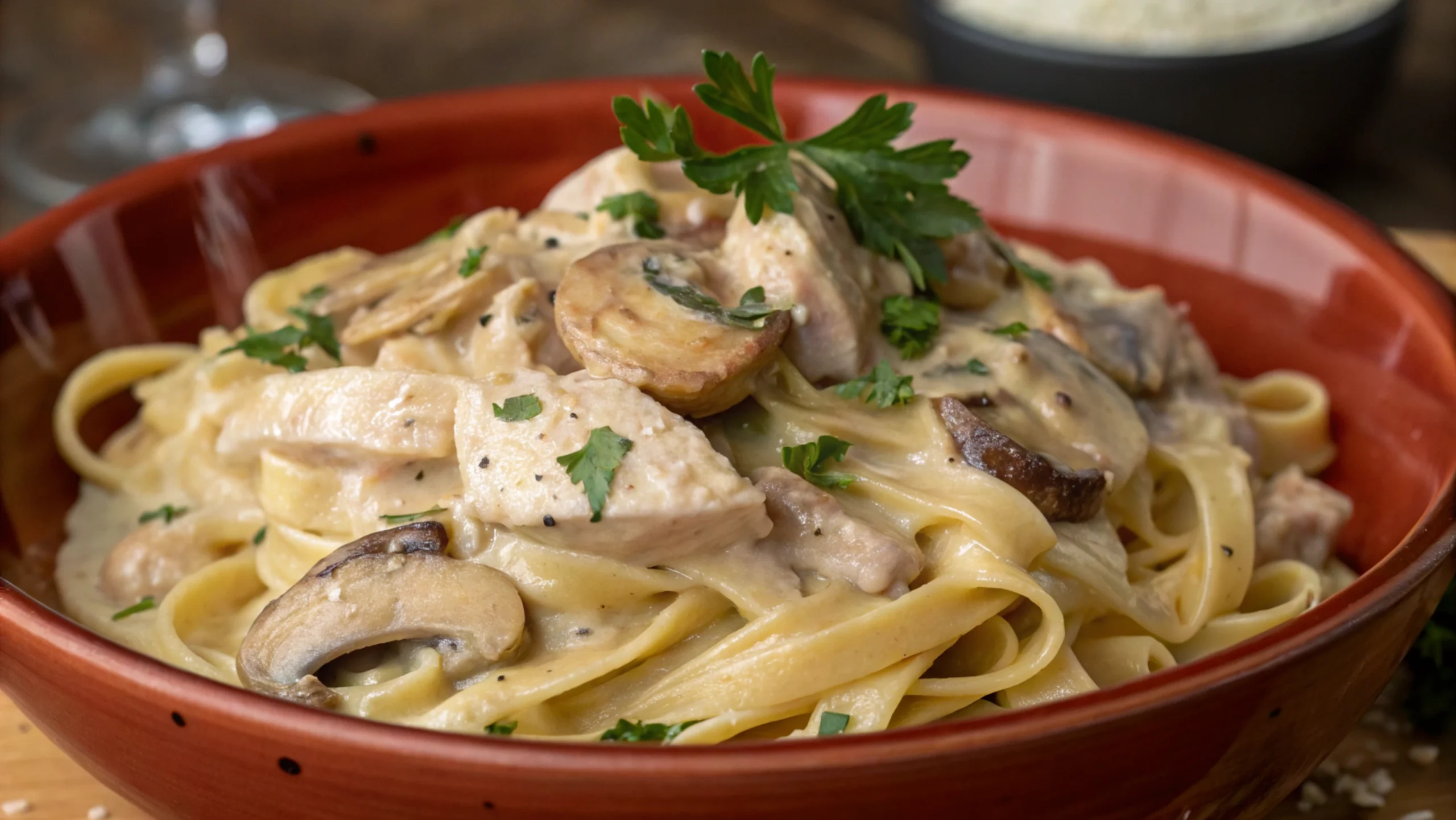 Rich and Creamy Chicken and Mushroom Pasta